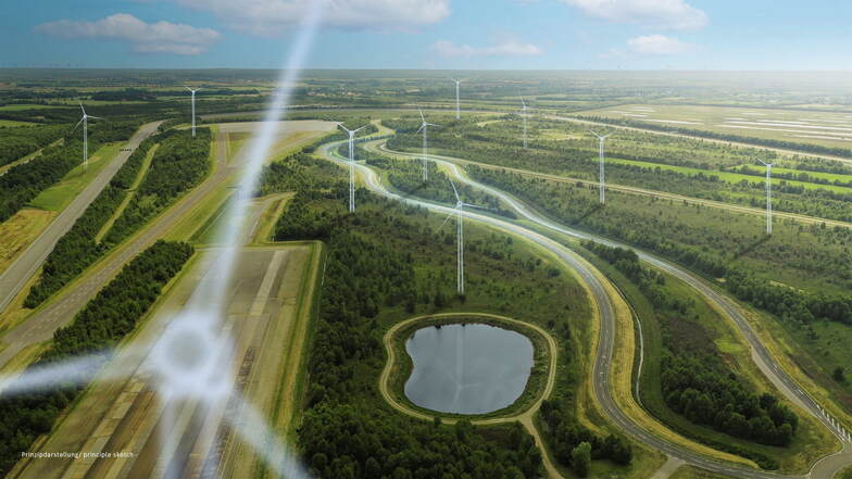 Eine Visualisierung des geplanten Windparks auf dem Papenburger Testgelände.