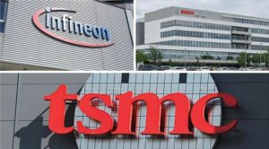 Man sieht die Logos folgender Firmen: Infineon, Bosch und TSMC.