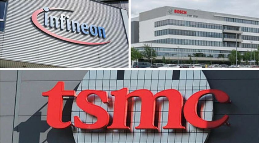 Man sieht die Logos folgender Firmen: Infineon, Bosch und TSMC.
