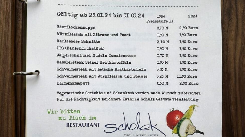 Man sieht die Speisekarte von "Dresdner Hof"