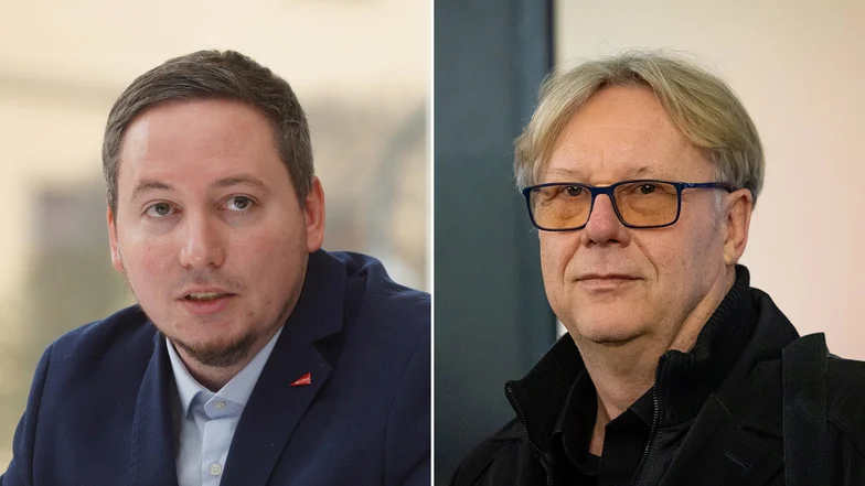 Stritten vor Gericht, waren zur Urteilsverkündung am Landgericht Dresden aber nicht erschienen: Silvio Lang (l.) erster Sprecher der VVN-BdA Sachsen, und Jörg Drews, Geschäftsführer der Firma Hentschke Bau. © Archiv: SZ/Uwe Soeder; Jürgen Lösel