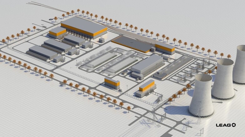 3D-Bauplan eines Kraftwerkes.