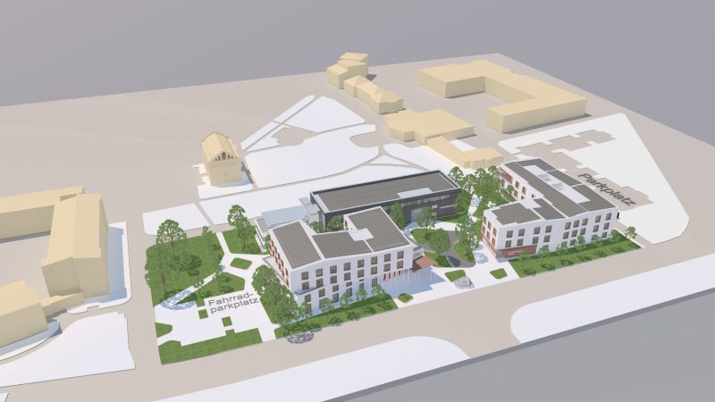 Blick auf eine Visualisierung des neuen Campus'.
