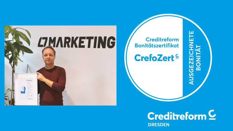 Freuen sich &uuml;ber die Auszeichnung mit dem CrefoZert: Das Team der 7o7 Marketing GmbH steht f&uuml;r kreative Marketingl&ouml;sungen und ausgezeichnete wirtschaftliche Stabilit&auml;t.